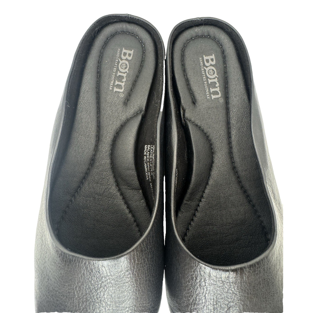 Børn Womens 8 Leather Mules Black Slip On Ballet Flat Loafers Minimalist NWOT - Picture 6 of 10